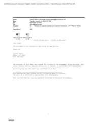 [Email from Tapely and Sharon to Nigel Espin regarding request for cigarette analysis and customer information-CTI T Ref 185/03]