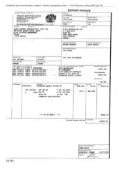 [Export Invoice from Gallaher International Limited to Tlais Enterprises Limited regarding Sovereign Classic]