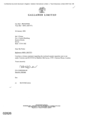 [Letter from PRG Redshaw to V Fisher regarding cigarette tracing]