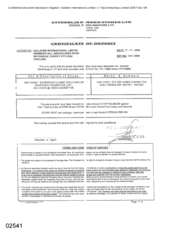 [Certificate of Deposit from Gallaher International Limited to Atteshlis Bonded Stores Ltd for 800 cases of Sovereign Classic Gold]