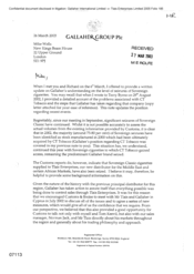 [Letter from Jeff Jeffery to Mike Wells regarding problems associated with CT Tobacco]