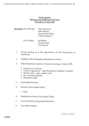 [Draft agenda for a meeting with HMC and Mr Tlais to be held on Thursday 20030731]