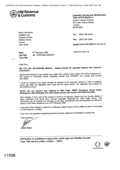 [Letter from James Baker to Gary Lawrinson regarding urgent request for cigarette analysis and customer information]