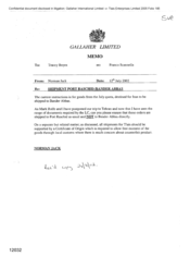 Gallaher Limited[Memo from Noman Jack to Tracey Boyes regarding shipment Port Raschid/ Bander Abbas]