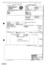 [Export invoice from Gallaher International Limited to Bacco regarding 800 cartons of cigarettes of Sovereign Classic]
