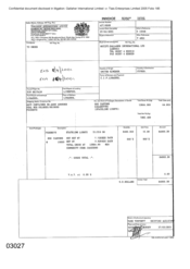 Invoices of 800 cartons of cigarettes Stateline Lights