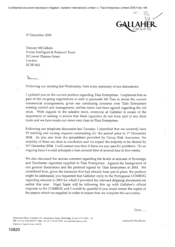 [Letter from Jeff Jeffery to Duncan McCallum regarding summary of discussions of the last meeting]