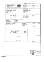 [Sovereign Classic cigarettes invoice from Gallagher International Limited to Namelex Limited]