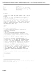 [Email from Rudi Thurschmid to Ocean Traders International regarding journey to Luanda]