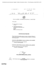 [Certificate of Realise from Gallaher International Limited]