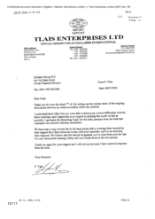 [Letter from P Tlais to Mark Rolfe regarding response from the bank]