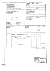 [Invoice from Atteshlis Bonded Stores Ltd on behalf of Gallaher International Limited for Mayfair Cigarettes]
