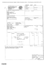 Invoice for 1 carton sample cigarettes