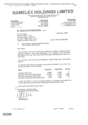 [Letter from Padi Namour to PN Prettish regarding Stock Report ]