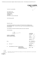 [Letter from Garry Lawrinson to Thomas Lynch regarding Ref KO101/04 (760384) Excel spreadsheets]