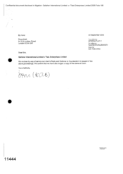 [Letter from Hand to Rosenbalt regarding Gallaher International Limited vs Tlais Enterprises Limited]