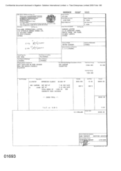 [Invoice from Atteshlis Bonded Stores Ltd on behalf of Gallaher International Limited regarding Sovereign Classic]