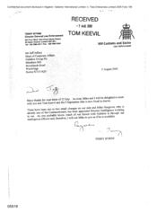 [Letter from Terry Byrne to Jeff Jeffery regarding appointing for Director]