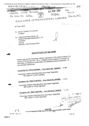 [Letter from Gallaher International Limited regarding certificate of release]