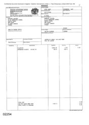 [Invoice from Gallaher International Limited to Namelex Limited regarding Sovereign classic cigarettes]