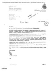 [Letter from Victoria Sandiford to Peter Redshaw regarding Request for cigarette analysis and customer information]