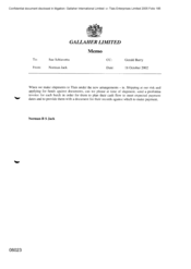 Gallaher Limited[Memo from Norman Jack to Sue Schiavetta regarding shipment to Tlais]