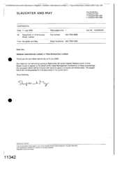 [Letter from Slaughter and May to Rosenblatt regarding Gallaher International Limited v Tlais Enterprises Limited]