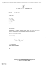 [Letter from PRG Redshaw to Paul Bates regarding Cigarettes Tracking]