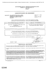 [Certificate of Deposit from Gallaher International Limited to Atteshlis Bonded Stores Ltd for 800 Cases Soverereign Classic Gold Cigarettes]