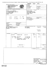 [Invoice from Gallaher International Limited to Namelex Limited for 800 Cartons of Sovereign FT Cigarettes]