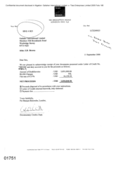 [Letter from Banque Banorabe to JD Brown regarding acknowledgement of receipts and accounts for the letter of credit No 1989cy]