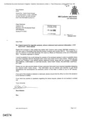 [Letter from Sean Brabon to Peter Redshaw regarding urgent request for cigarette analysis, witness statement and customer information]