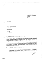 [Letter from Ptolemeos Tlais to Gallaher International Limited regarding money deposits]