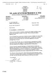 [Letter from Norman Jack to P Tlais regarding Sovereign- in Dubai Port]