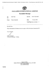 Gallher International Limited[Memo from Franco Scannella to P Tlais regarding the attached proforma invoice]