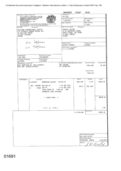 [Invoice from Atteshlis Bonded Stores Ltd on behalf of Gallaher International Limited regarding Sovereign Classic Cigarettes]