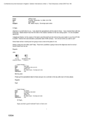 [Email from Jane Jeffreys to Nigel Espin regarding the Italian enquiry on Sovereign pack codes]