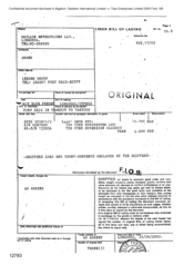 [Liner bill of landing from Drillon Enterprises LLC to Leader Group for Dorchester Lts and Sovereign Classic]