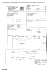 [Invoice from Atteshlis Bonded Stores Ltd on behalf of Gallaher International Limited for Sovereign Classic Cigarettes]