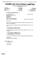 [Letter from Fadi Nammour to Norman BS Jack regarding registration of Businessman, Gold Arrow and device]