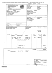 Invoice from Atteshlis Bonded Stores Ltd on behalf of Banque Du Liban Et D 'Outre Mer Sal to Gallaher International Limited for Sovereign Classic Gold cigarettes]