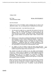 [Letter from Tom Keevil to P Tlais regarding the matter raised with HM Customs & Excise]