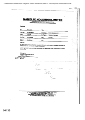 Namelex Holdings Limited [A memo from Jim Livie to Sue James regarding Ets Billal in Djibouti`s original documents]