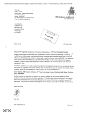 [A Letter from Ken Ojo to Carol Martin Concerning the Request for Cigarette Analysis and Customer Information: -CTIT Ref KO 189/04]