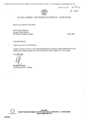 [Letter from Norman BS Jack to Christina Richards regarding appointment of importer/distributor]