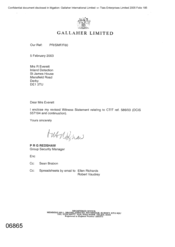 [Letter from PRG Redshaw to R Everett regarding Witness Statement]