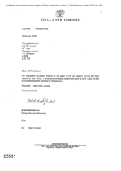 [Letter from PRG Redshaw to Craig Watkinson following a request by Sean Brabon]