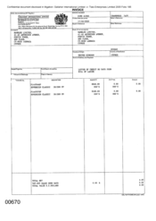 [Invoice from Gallaher International Limited to Namelex Limited regarding Sovereign Classic]