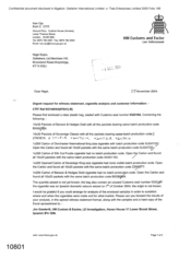 [Letter from Ken Ojo to Nigel Espin regarding urgent request for witness statement, cigarette analysis and customer information]