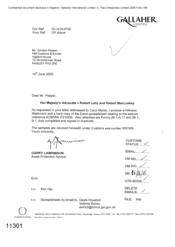 [A Letter from Garry Lawrinson to Gordon Pepper regarding the enclosure of witness statement and a hard copy of the excel spreadsheet relating to the seizure]